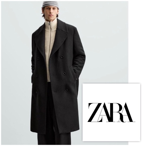 NWT ZARA DOUBLE-BREASTED WOOL COAT WITH BELT sz MEDIUM - Picture 5 of 17